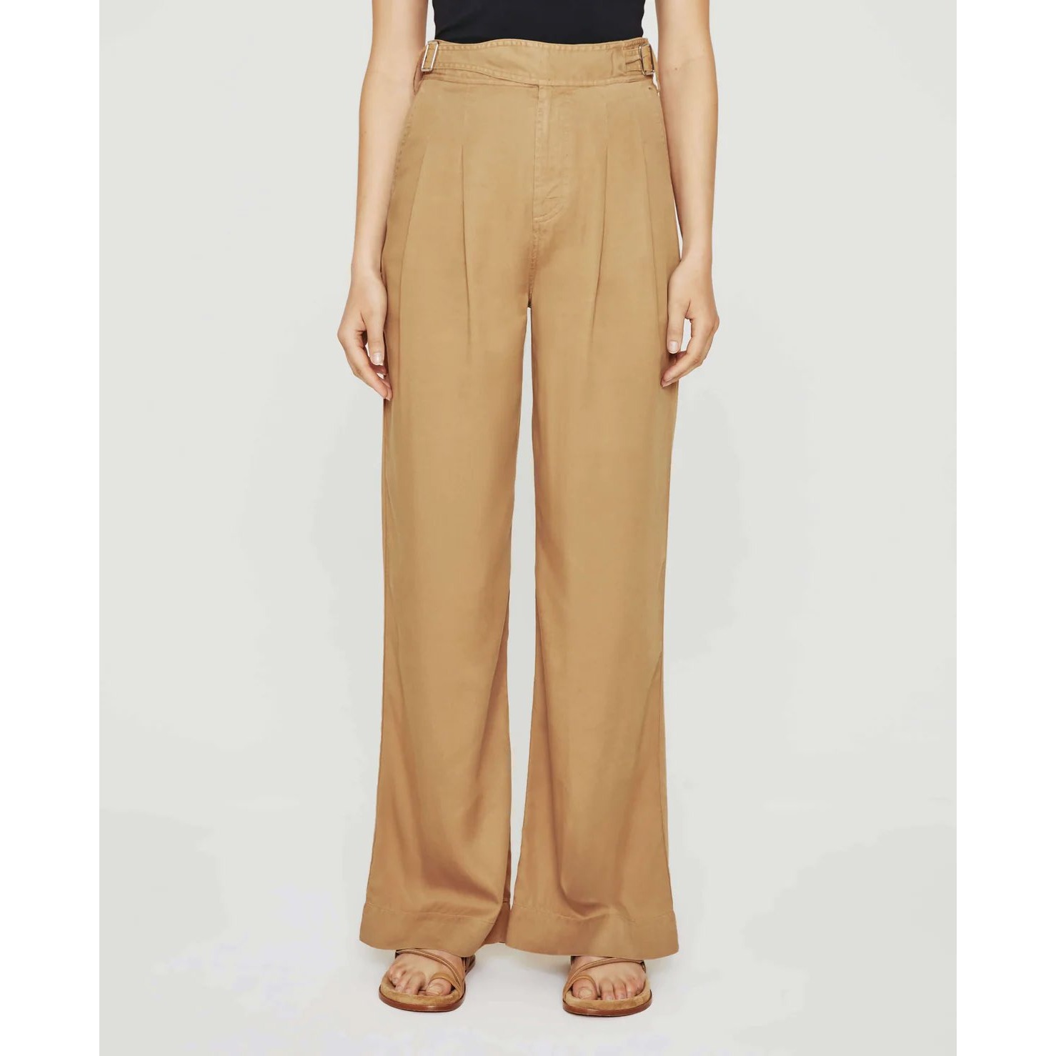 Adriano Goldschmied Natalie Double Pleated Wide Leg Trouser Womens 28 Brown Pant